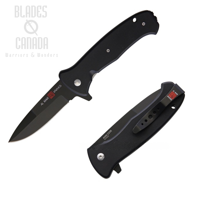 (image for) Al Mar SERE 2020 Night G Flipper Folding Knife, Assisted Opening, D2, G10 Black, AMK2206